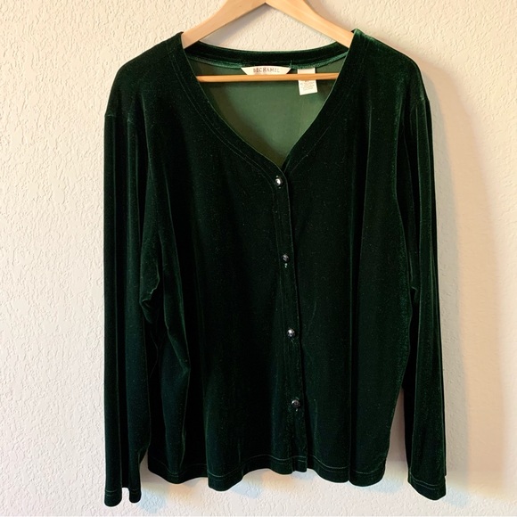 Green Velour Cardigan - Picture 1 of 7